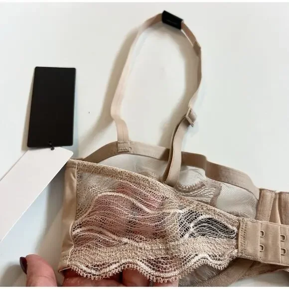 Calvin Klein Lace Balconette Bra Nude Sheer Unlined Underwire 32D NWT - Picture 8 of 8